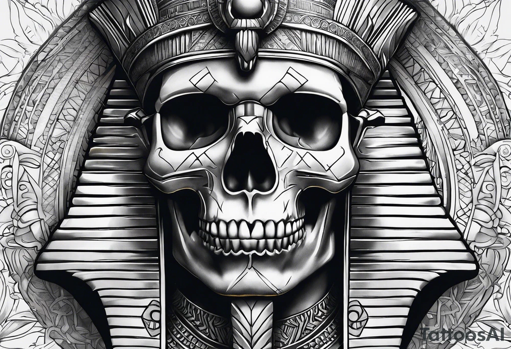 pharaoh skull realistic tattoo idea