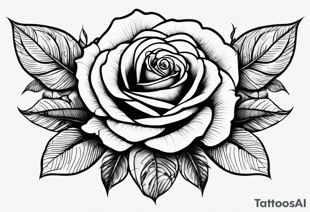 A rose tattoo with names engraved in the petals and to finish skeleton bone fingers tattoo idea