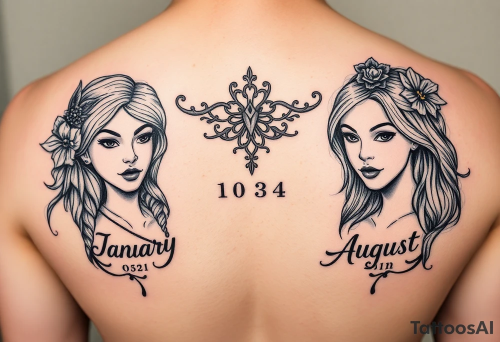 Something to represent mother and two daughters Sarah and Nora birth months are january February and August tattoo idea