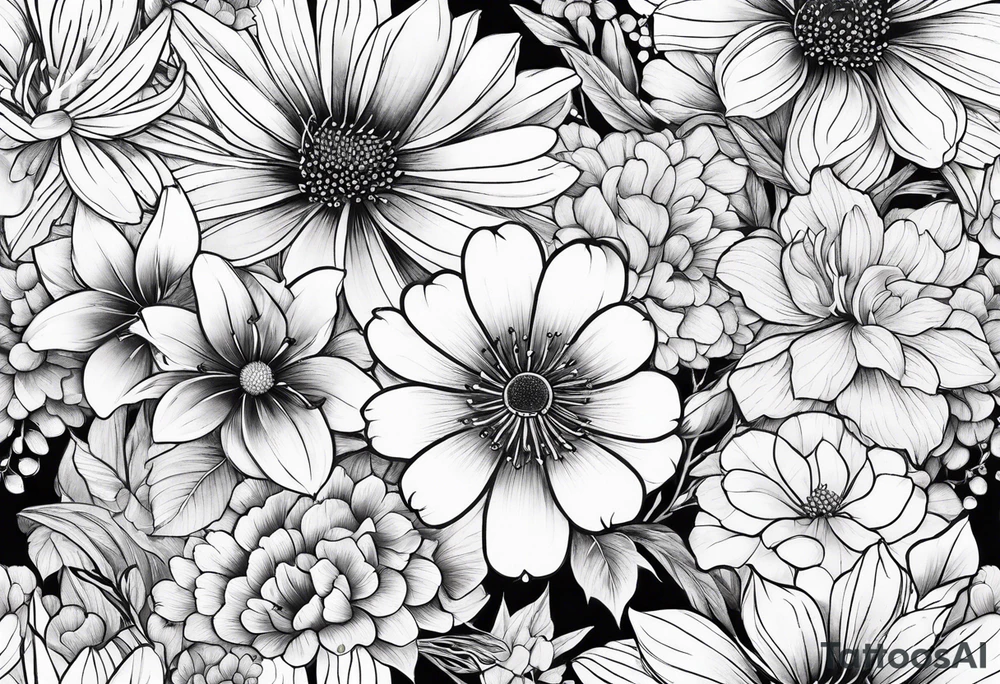 Japanese flowers tattoo idea