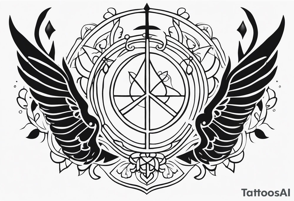 feminine tattoo that is height x width that shows the divine feminine journey through symbols of peace, love and joy Detroit style gangster tattoo idea