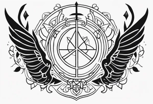 feminine tattoo that is height x width that shows the divine feminine journey through symbols of peace, love and joy Detroit style gangster tattoo idea