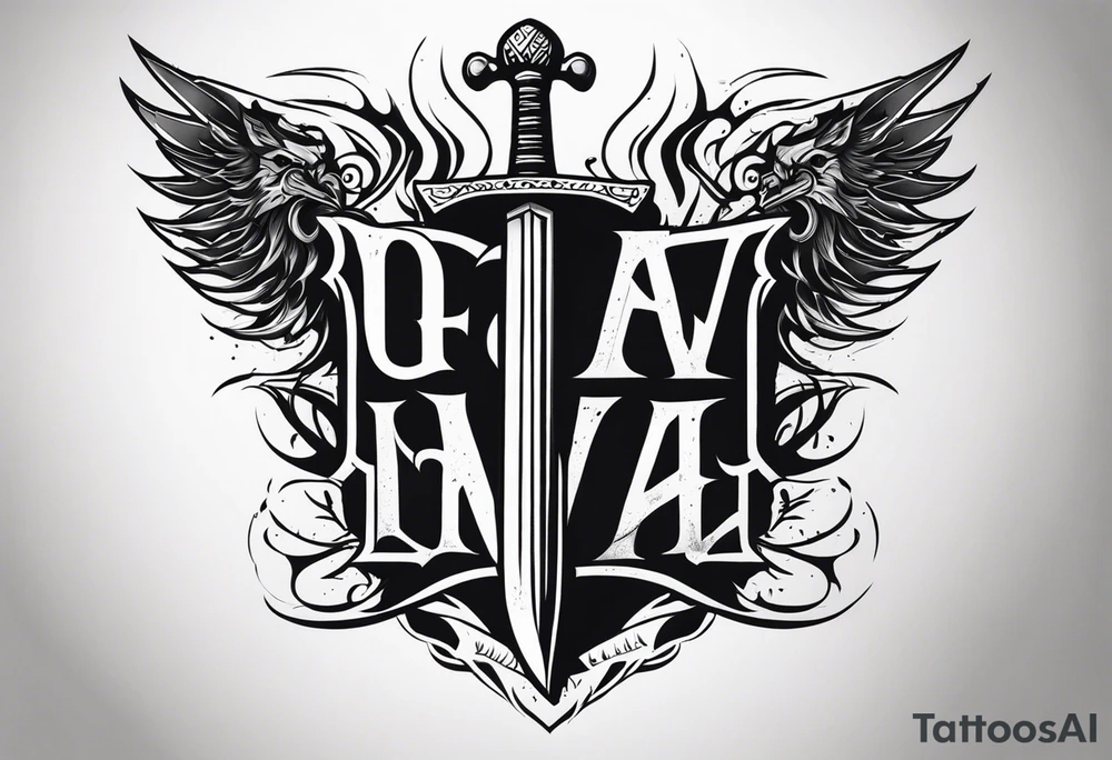 Valhalla sword shield flame
stairs tattoo idea