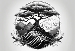 Univrse rises above tree line tattoo idea