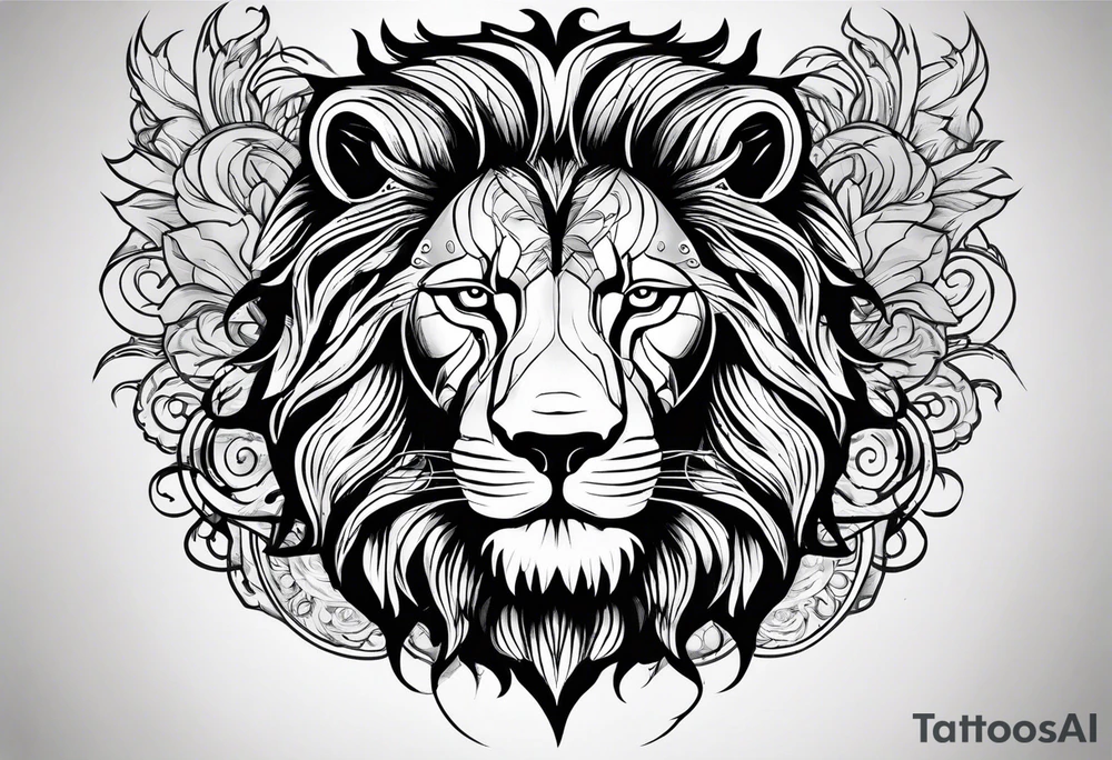 Man tattoo under the sign of a lion tattoo idea