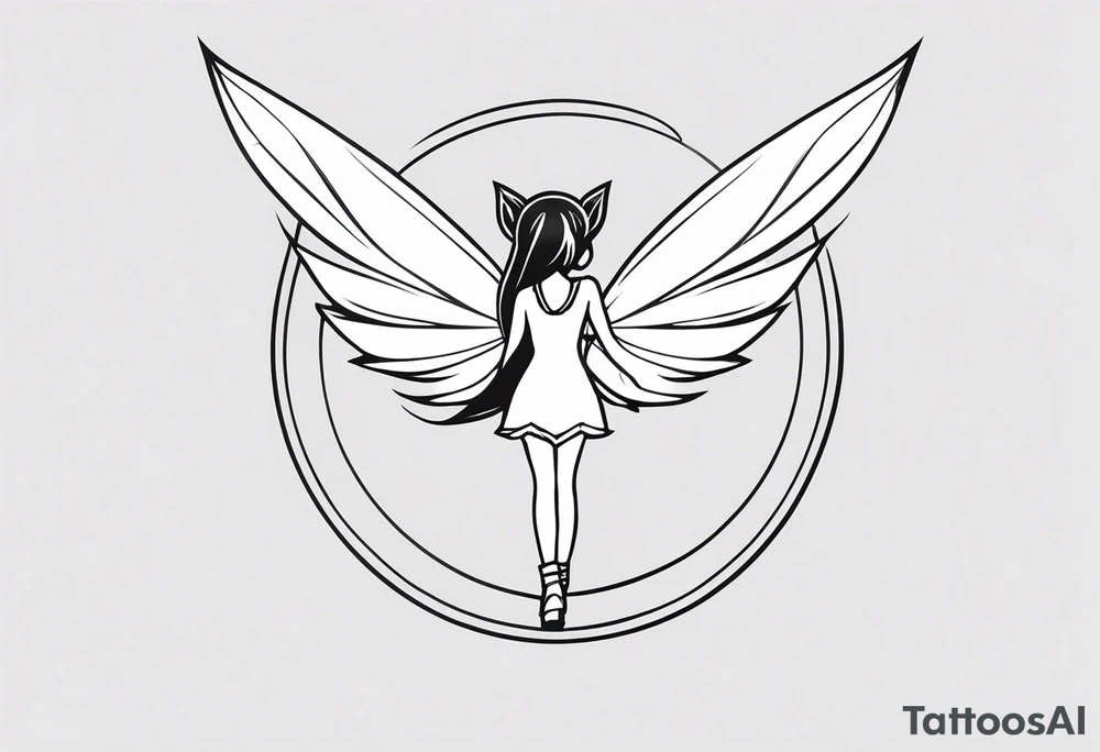 A fairy with a tail that is the fairy in the Fairy Tail anime guild logo in the same position tattoo idea