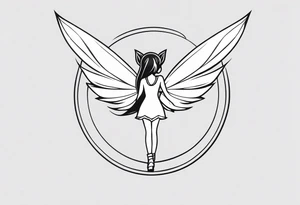 A fairy with a tail that is the fairy in the Fairy Tail anime guild logo in the same position tattoo idea