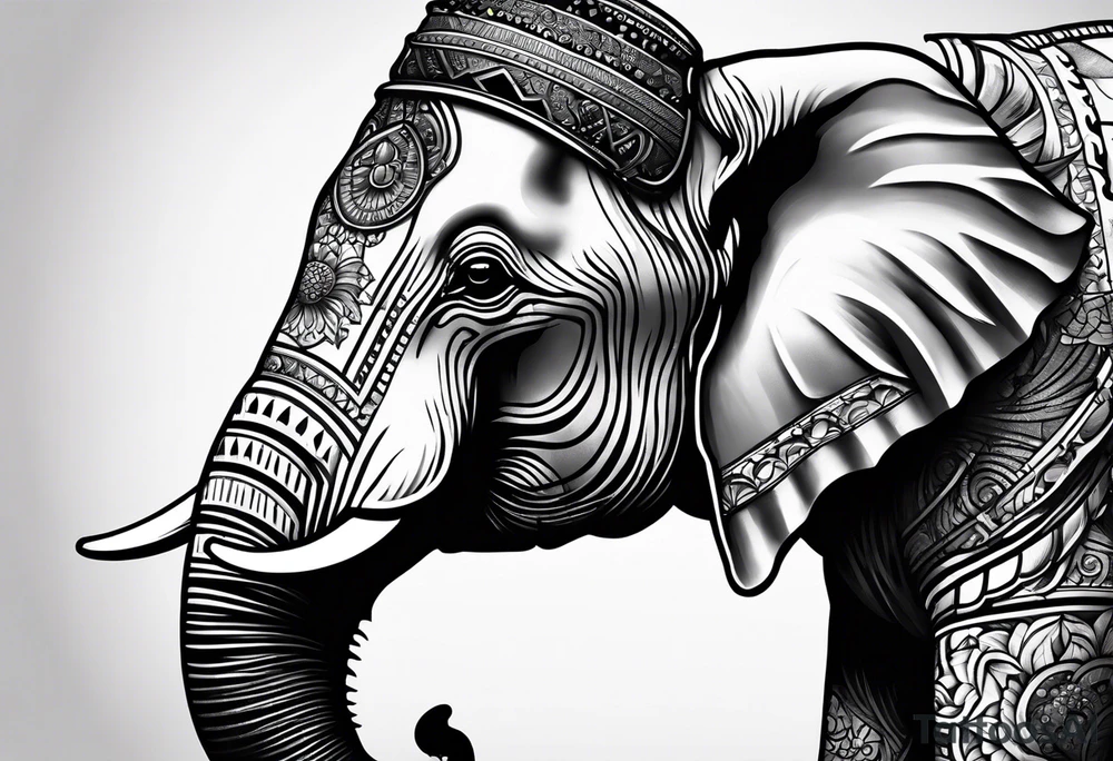 Elephant wearing a helmet and roller skates tattoo idea Elephant wearing a helmet and roller skates tattoo idea