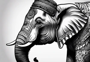 Elephant wearing a helmet and roller skates tattoo idea