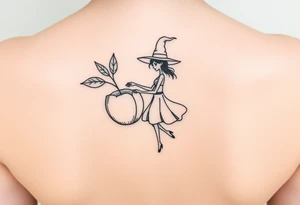 Coconut with a lime and a dancing magical witch girl tattoo idea