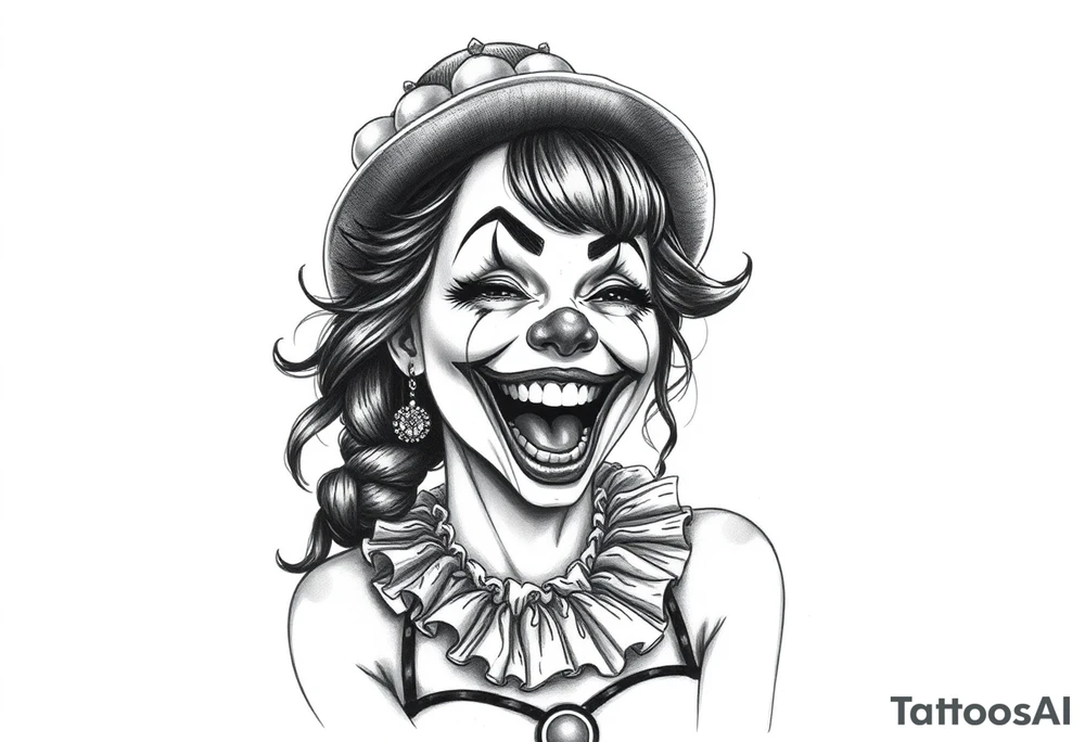 Payasa Clown Girl laugh now cry later tattoo idea