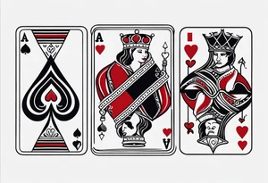 3 pieces of king of spades and 1 queen of hearts tattoo idea