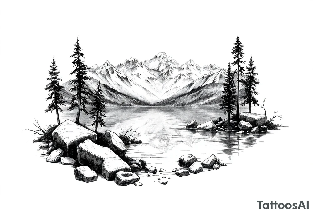 Lake scene tattoo idea