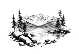 Lake scene tattoo idea