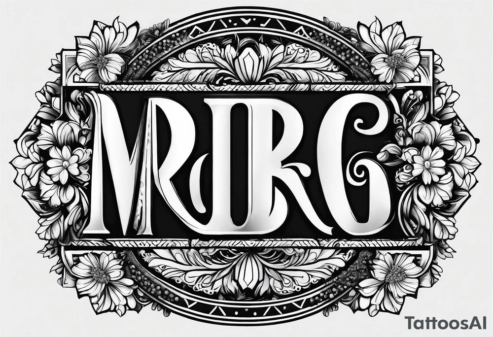 letters: "MRBG" underlined, equally separated
simple, clear, plain, unadorned, no background tattoo idea