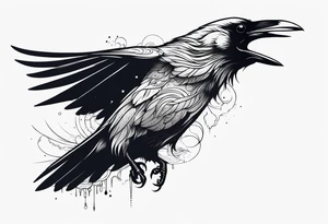 Black raven roaring in the sky tattoo idea