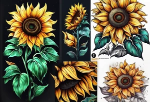 Colorful sunflower arm sleeve tattoo idea