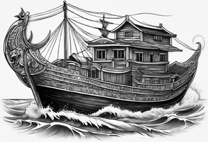Noah’s ark with the names “leticia” and “Tiffany” incorporated tattoo idea