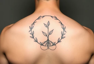 minimalistic sprout tattoo incorporated in a cycle that symbolizes that every year we just grow all over again tattoo idea