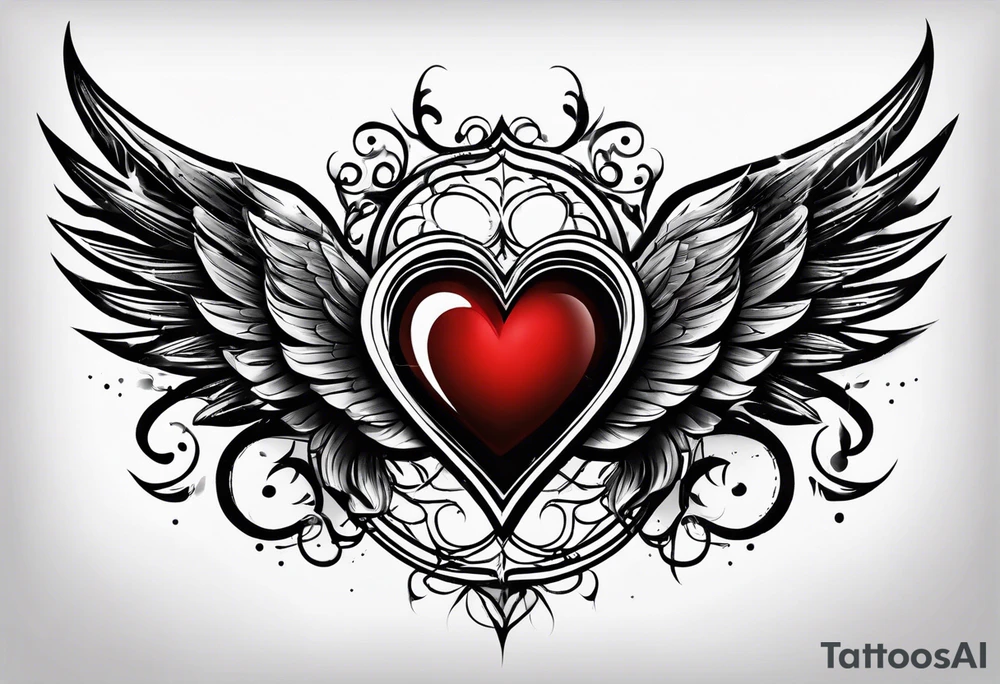 angelish devilish heart/wings tattoo idea