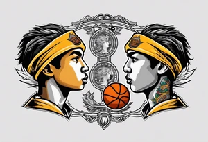 Two boys selling basketball cards tattoo idea