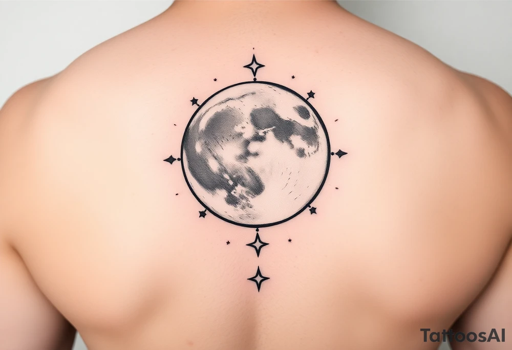 Full moon with stars tattoo idea