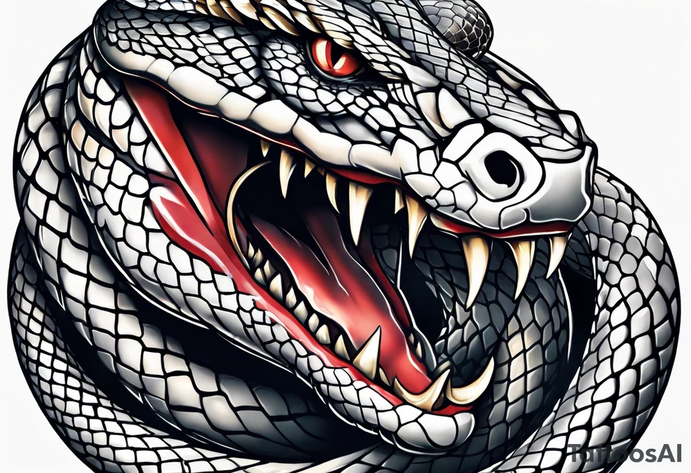 Snake with an evil out inside of its mouth tattoo idea