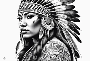 Native American woman  full body tattoo idea
