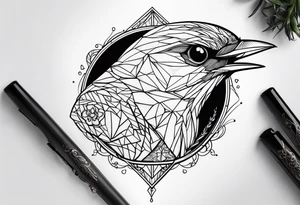 Nightingale bird head tattoo idea