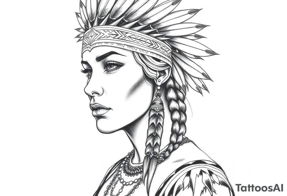 Female Native American tattoo idea