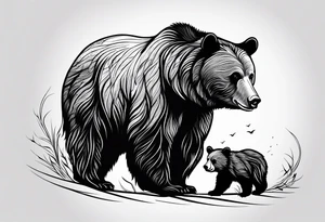 mother bear with cub looking at each other tattoo idea
