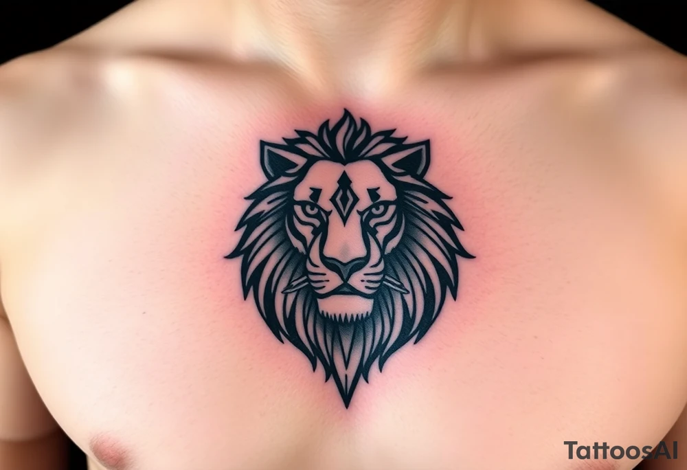 lion on one pec tattoo idea