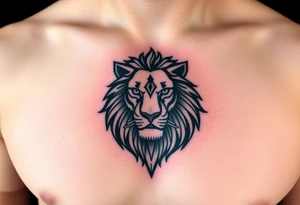 lion on one pec tattoo idea