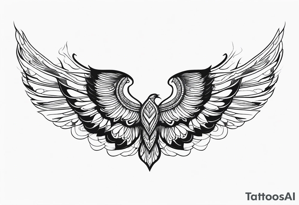 blackwork style with its wings outstretched in flight with nothing in the background tattoo idea