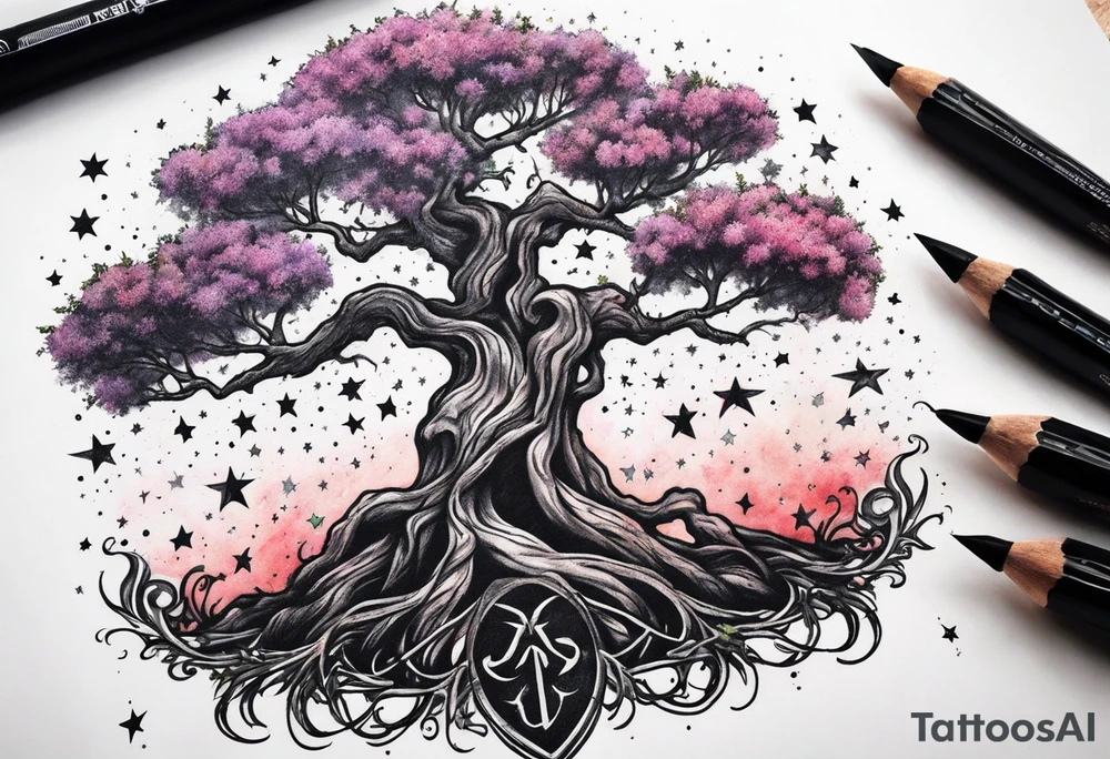 Poison tree with stars tattoo idea