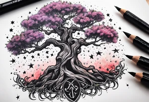 Poison tree with stars tattoo idea