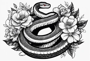 snakes wrapped around a spade with flowers tattoo idea