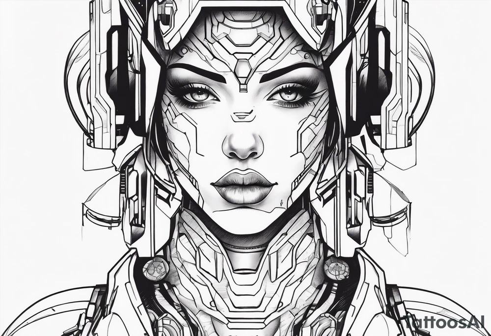 cyborg girl tattoo idea