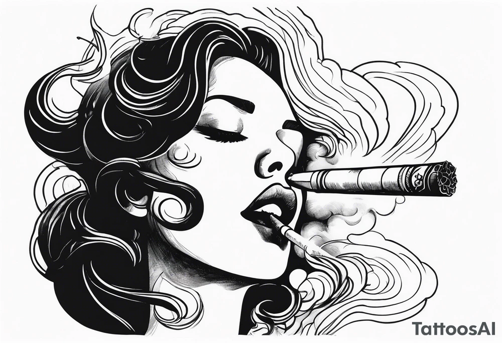Draw me black smoke coming out of a cigarette tattoo idea