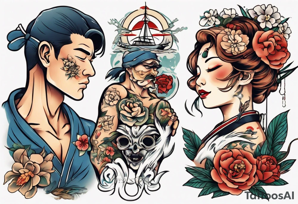woman giving man a tattoo tattoo idea
