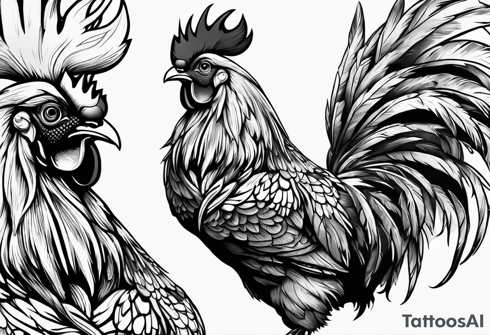 rooster holding a machine gun tattoo idea