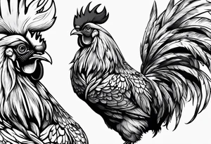 rooster holding a machine gun tattoo idea