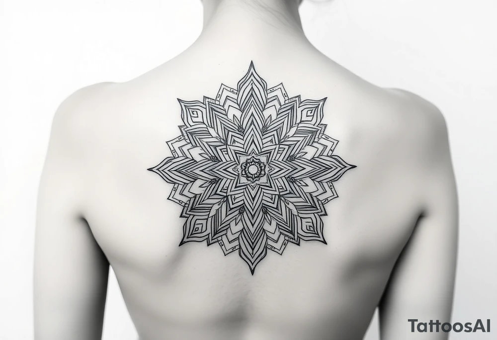 intricate mandala with sacred geometry and cosmic elements tattoo idea