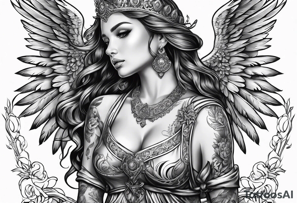 Female angel tattoo idea