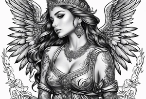 Female angel tattoo idea
