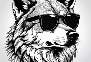 Badass Wolf wearing Sunglasses tattoo idea