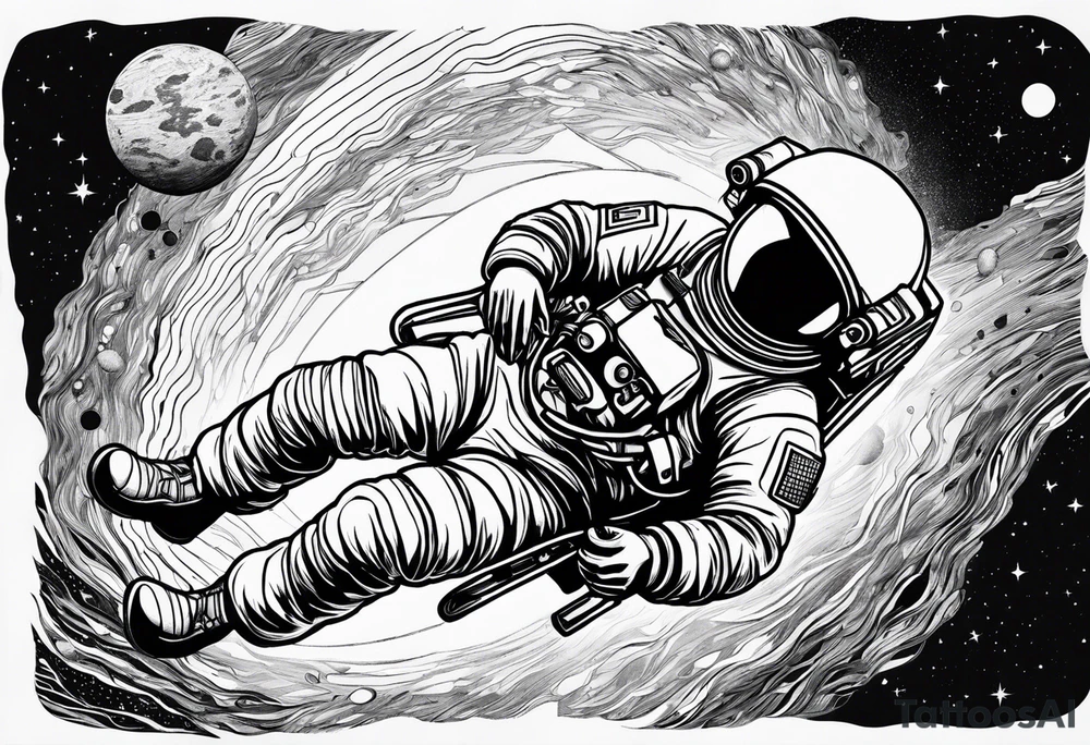 Astronaut floating in space without a helmet tattoo idea