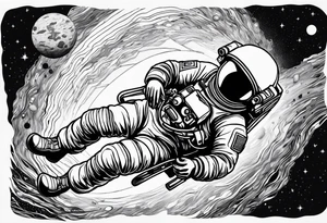 Astronaut floating in space without a helmet tattoo idea