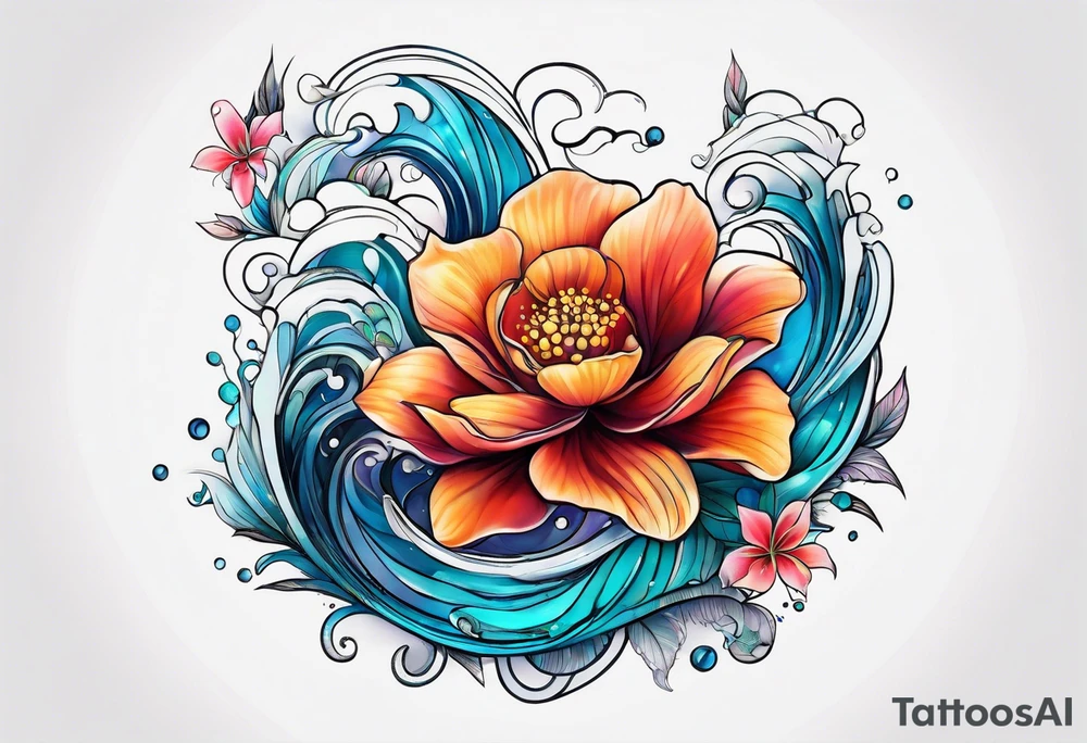 sea, flower tattoo idea