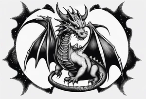 Dragon out in space with an hat back tattoo tattoo idea